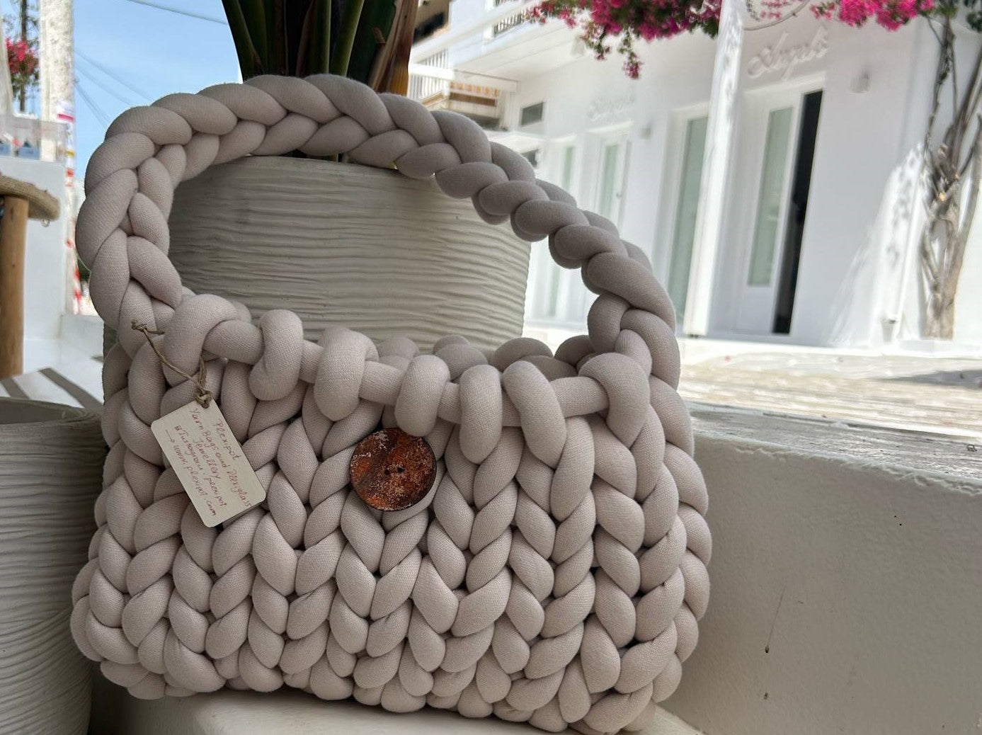 Beige Yarn Bag
