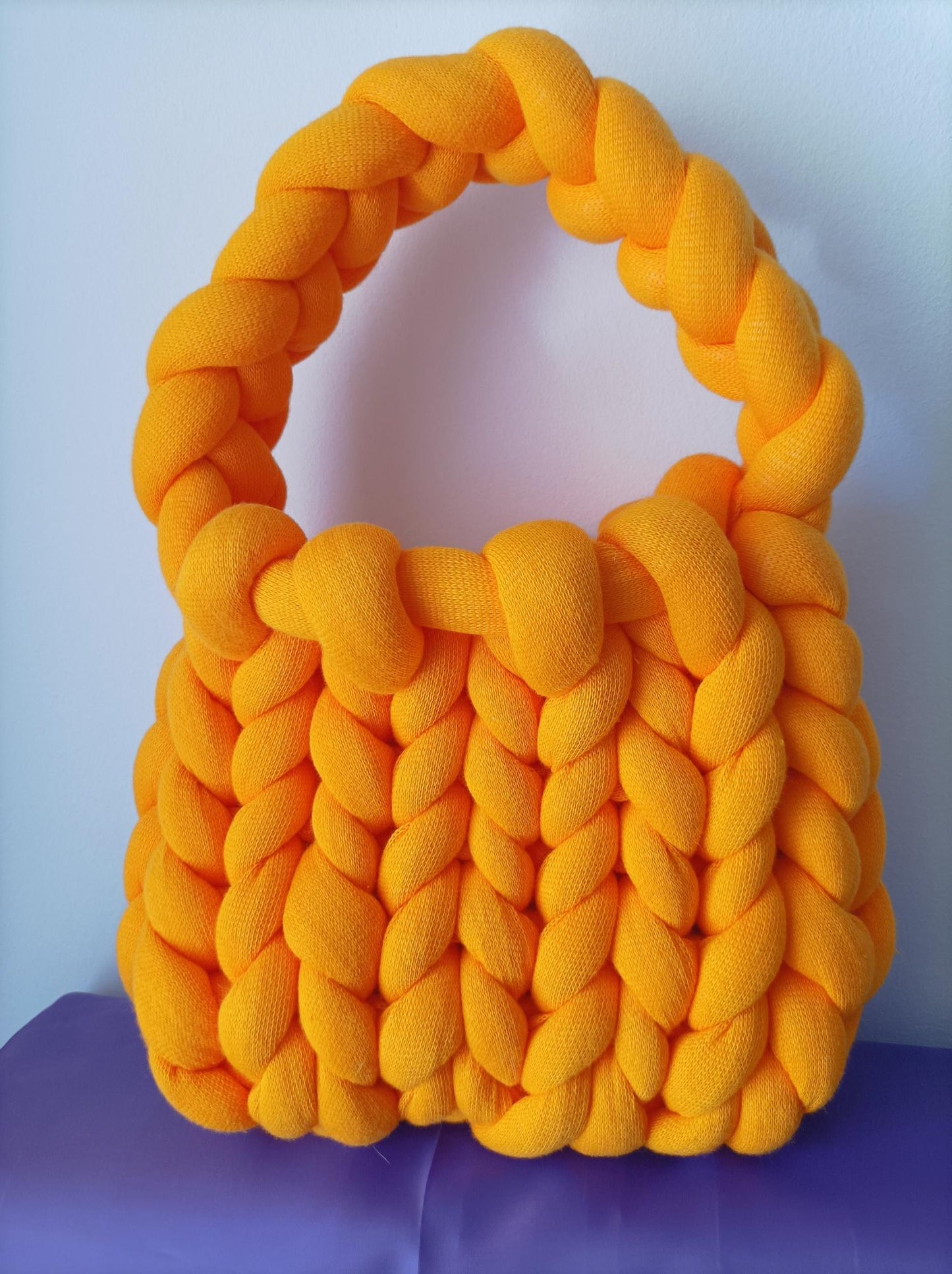 Mini Orange Yarn Bag