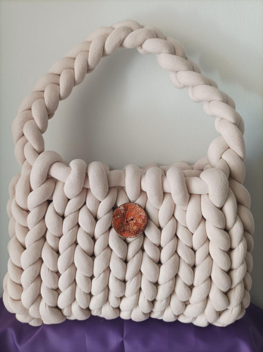 Beige Yarn Bag